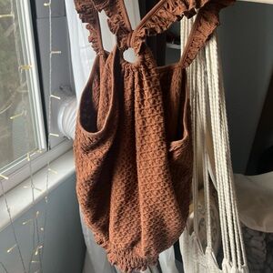 super cute women’s medium brown ruffle tank top